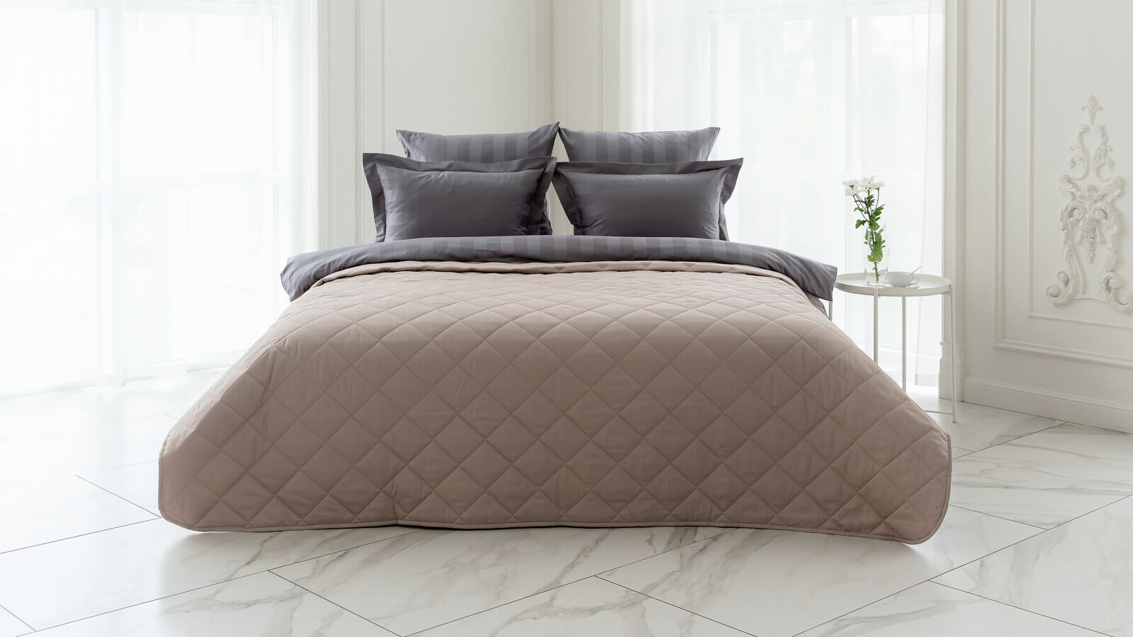 Покрывало хлопковое Askona Home, цвет синий топаз 220x240 в мебель-центре Озерцо