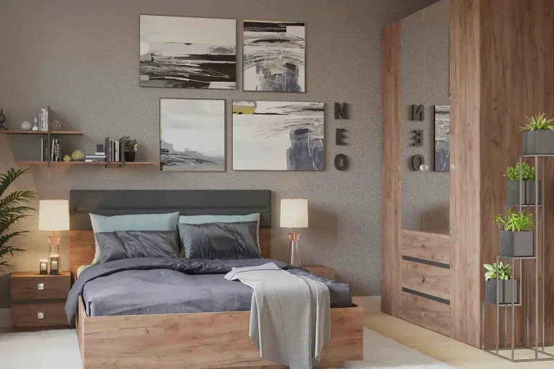 Спальня Neo (Дуб Табачный Craft/Черный) - купить в Озерце