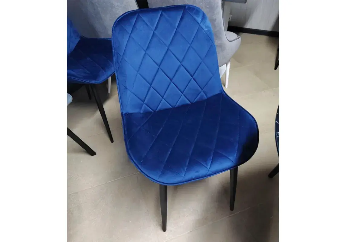 Стул Аура каркас Муар черный, велюр (Velluto 25 синий) СРП-032 - купить в Озерце