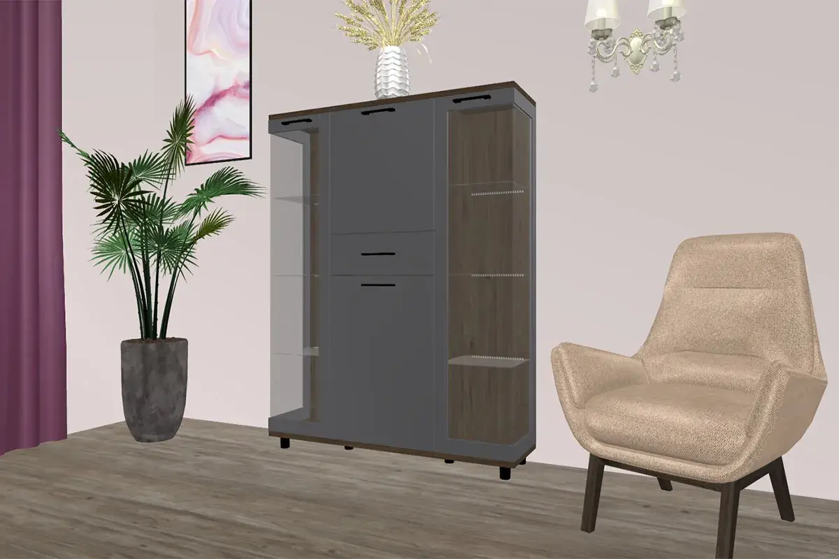 Шкаф многоцелевой ШК-5080-ГТ-АМ (Гикори Джексон Темный/Антрацит Матовый) в мебель-центре Озерцо