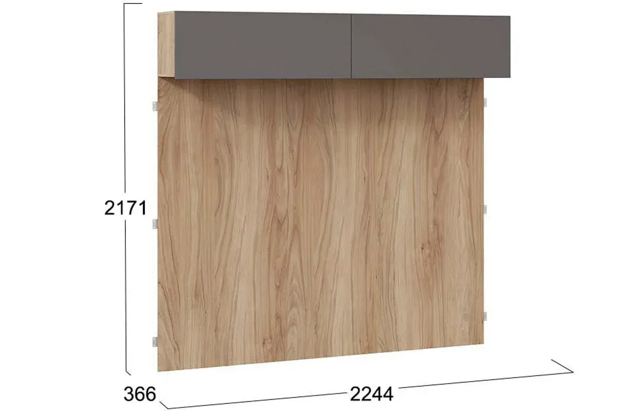 Шкаф навесной с декоративными панелями Порто СМ-393.21.023-24 (Яблоня Беллуно/Графит софт) в мебель-центре Озерцо