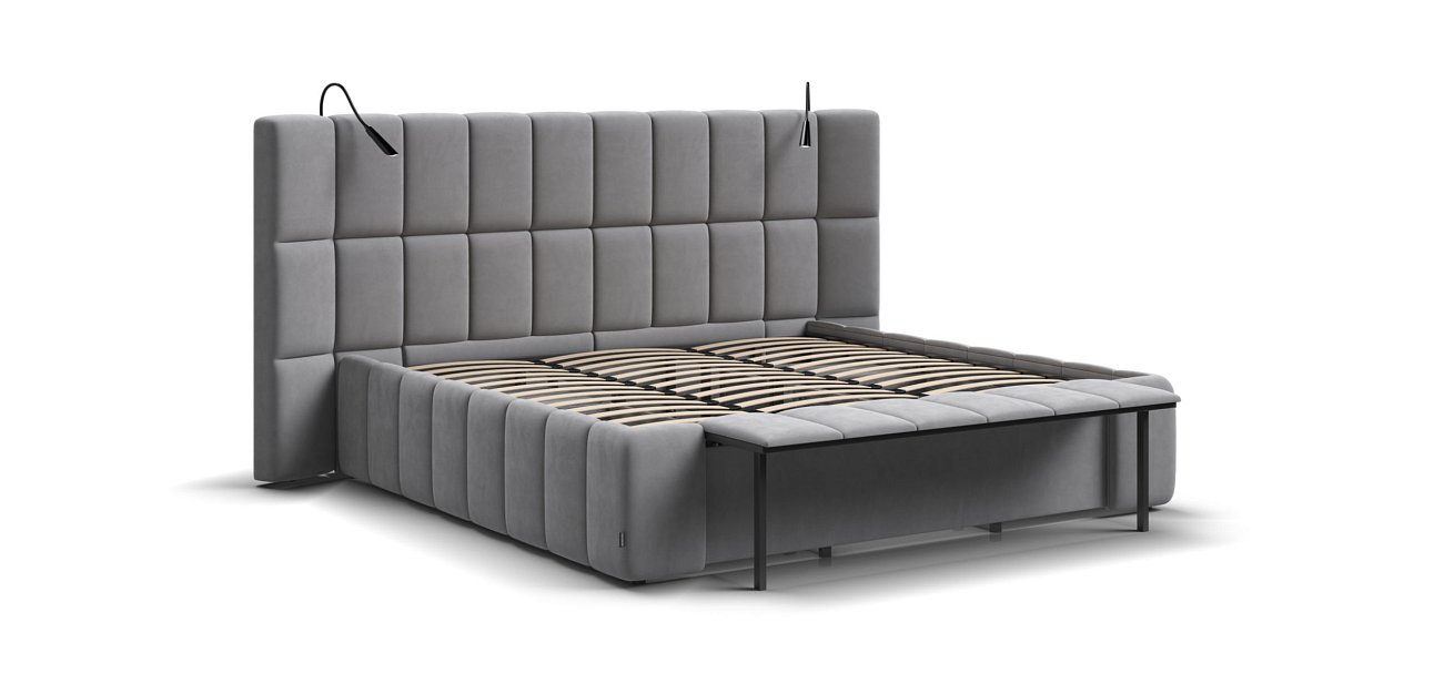Босс ХО Кровать 180*200 Велюр Монолит сталь - купить в Озерце