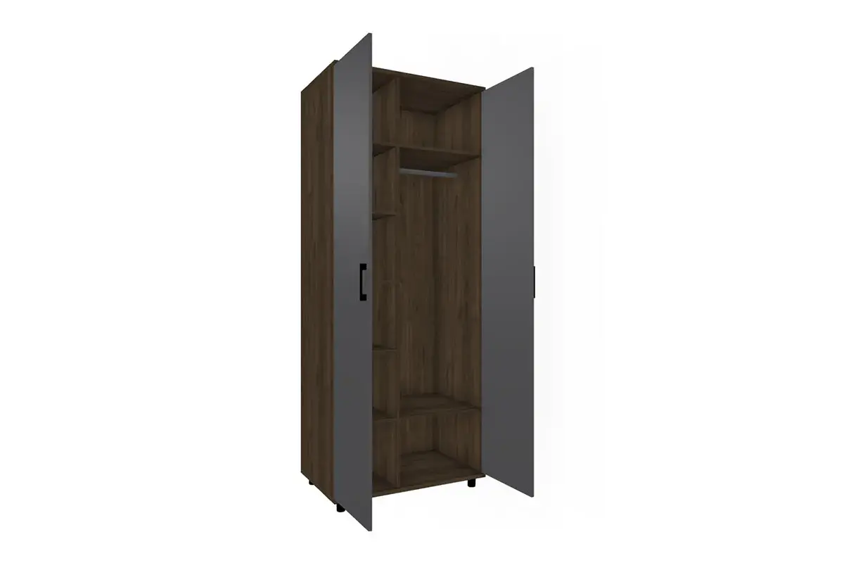 Шкаф для одежды и белья ШК-5008-ГТ-АМ (Гикори Джексон Темный/Антрацит Матовый) в мебель-центре Озерцо