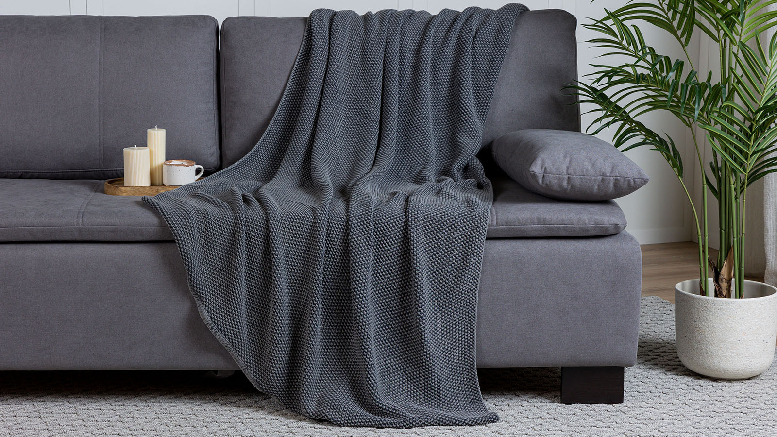 Плед вязаный Universal (петля) 130x180, цвет серый меланж в мебель-центре Озерцо