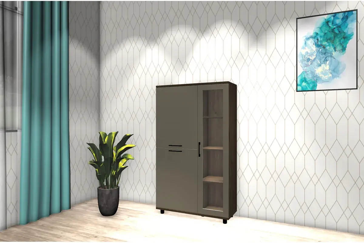 Шкаф многоцелевой ШК-5081-ГТ-ЛМ (Гикори Джексон Темный/Латте Матовый) в мебель-центре Озерцо