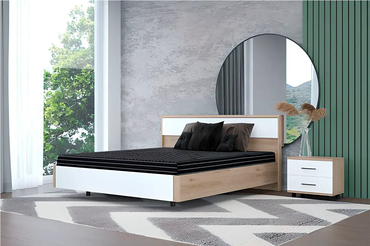 Кровать КР-5003-ГС-БГ 160х200 (Гикори Джексон Светлый/Белый Бриллиант Глянцевый) - купить в Озерце