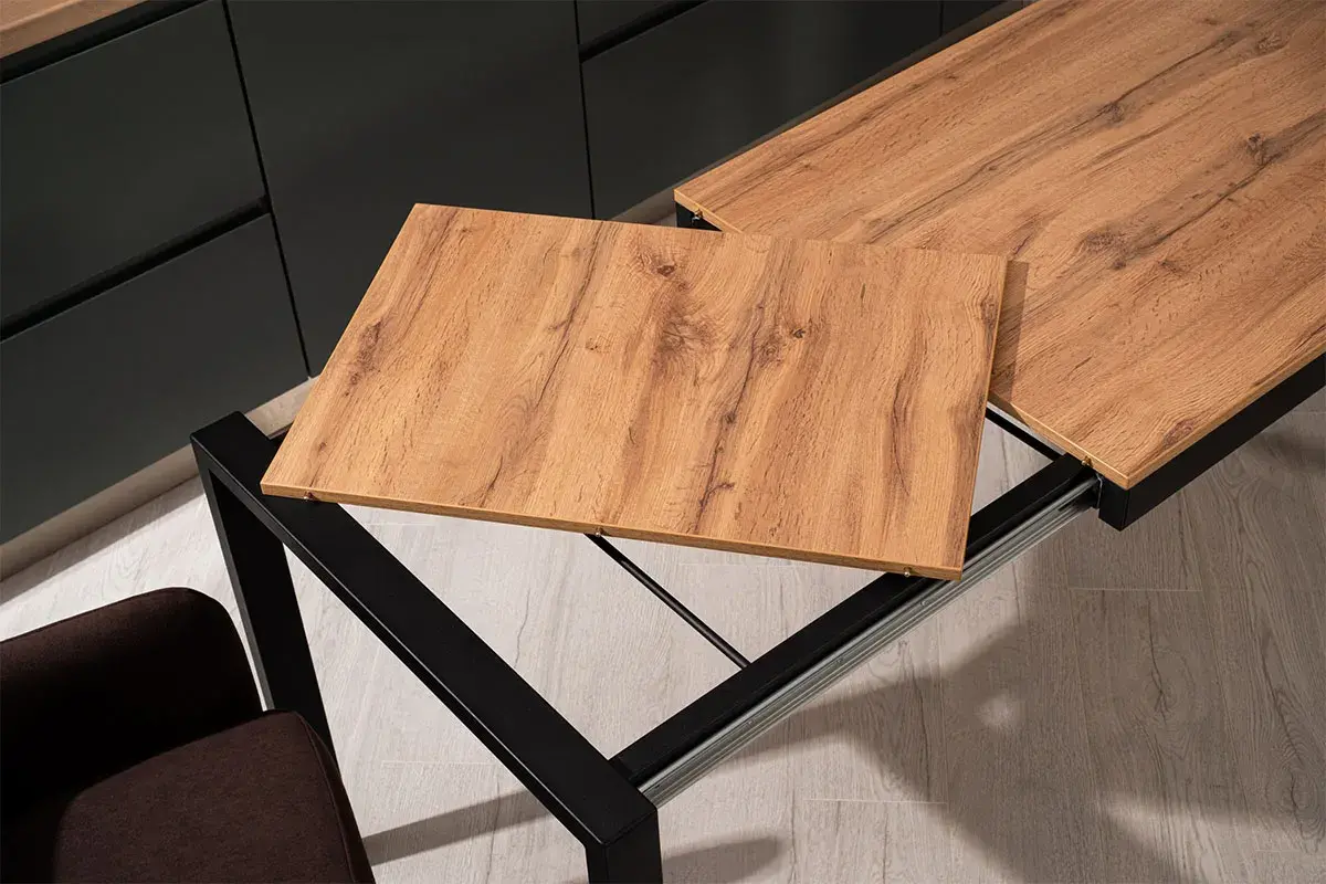 Стол обеденный Этно (Дуб вотан / Рама черная / Металл черный) - купить в Озерце