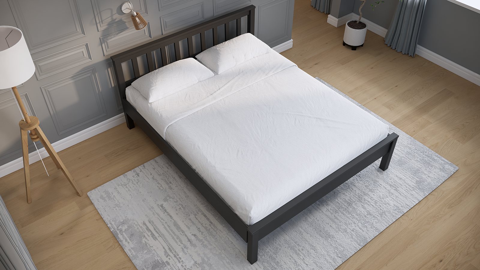 Кровать из массива сосны Dallas, цвет: Черный 160x200 - купить в Озерце