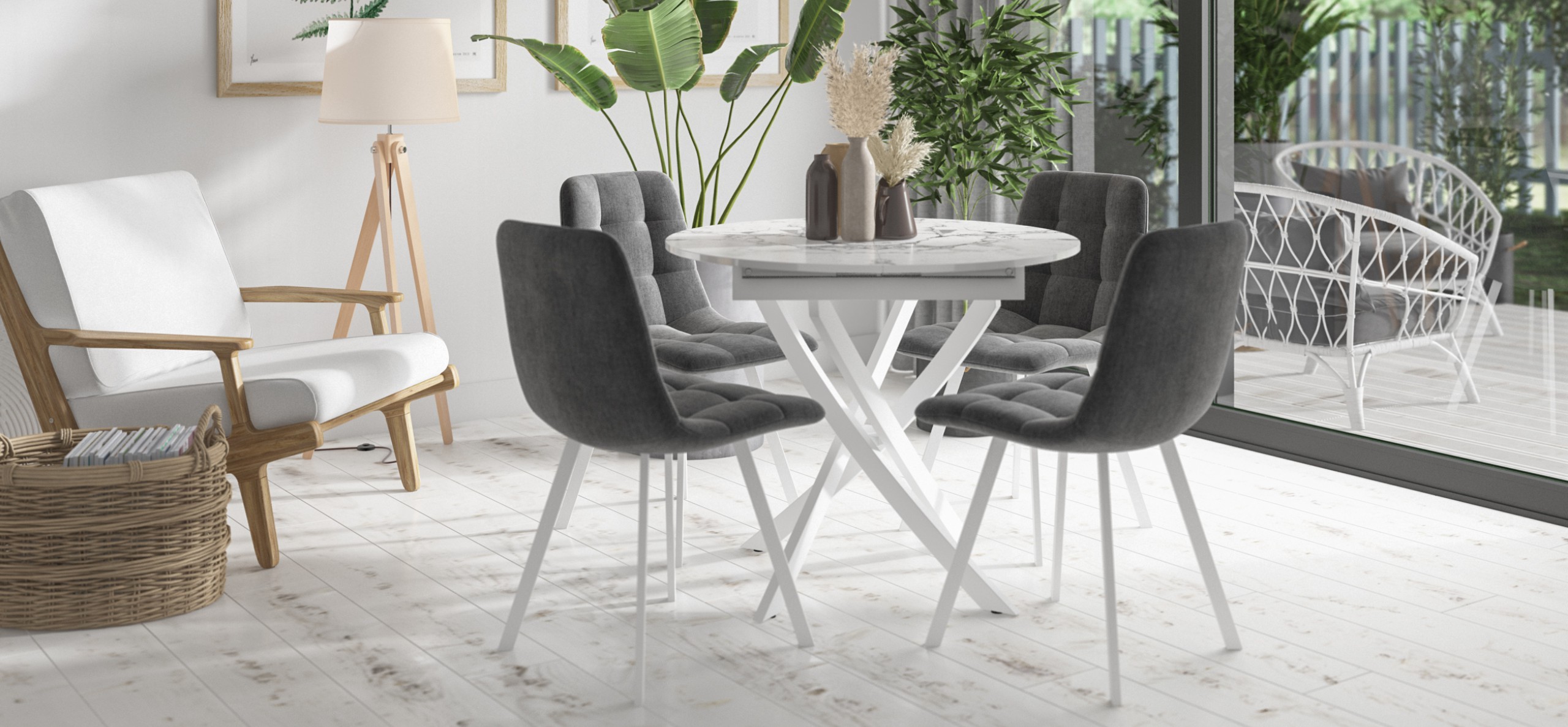 Стул НОРД велюр Velutto Серый, Белый - купить в Озерце