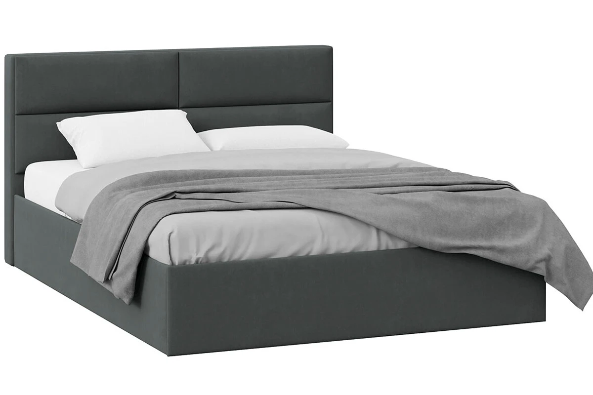 Кровать универсальная Глосс Тип 1 с ПМ и заглушиной 160х200 (Велюр/Графит) - купить в Озерце