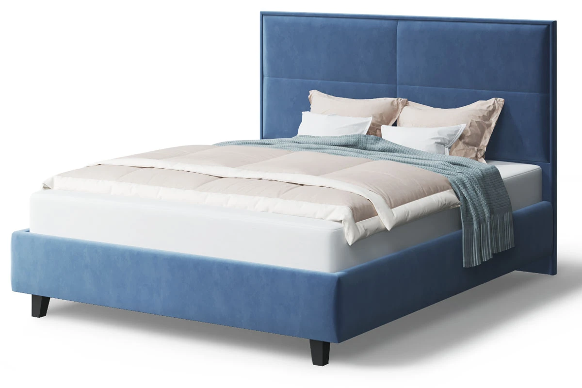 Кровать на опоре Скай с ПМ и бельев. ящ 160х200 (Бренди лайт 08/Синий) - купить в Озерце