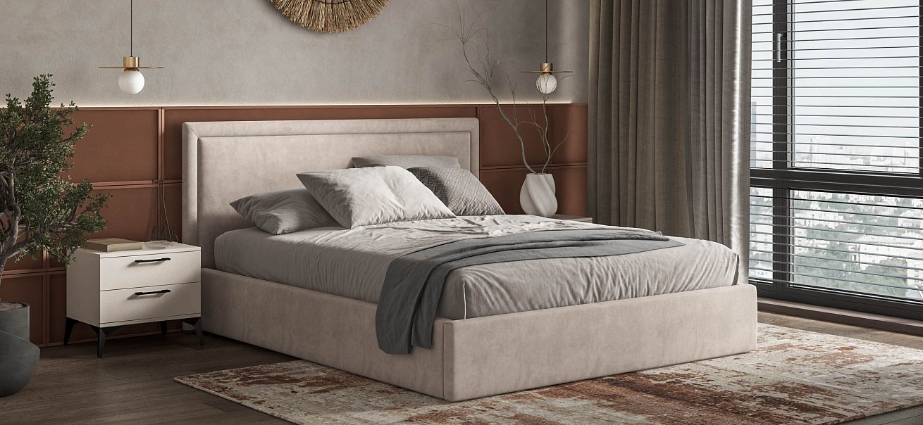 Кровать Фрея 160*200 с ПМ MONOLIT Латте - купить в Озерце