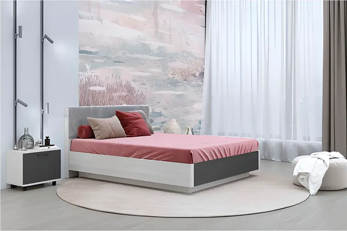 Кровать КР-4013-СЯ-АМ-В (Снежный Ясень/Антрацит Матовый) - купить в Озерце