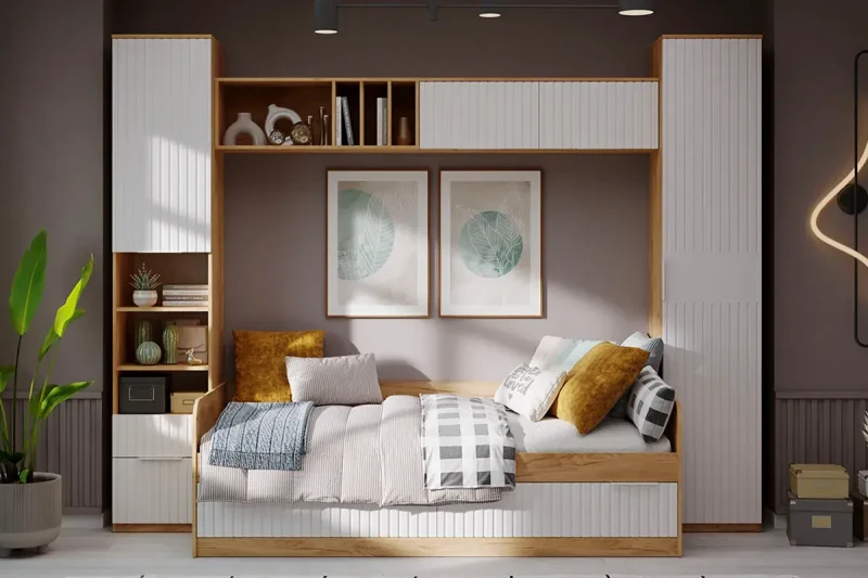 Набор детской мебели Хилтон №3 (Дуб Крафт Золотой/Белый матовый) — Мебель-центр Озерцо