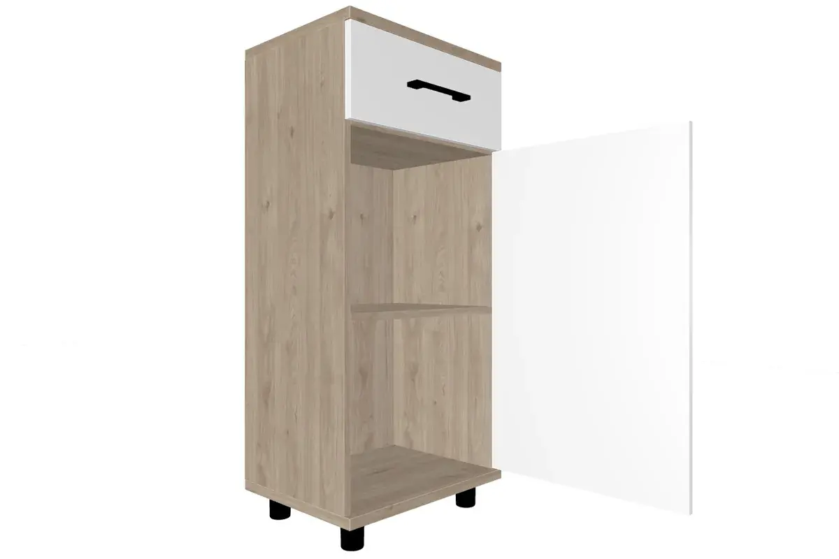 Тумба ТБ-5007-ГС-БГ (Гикори Джексон Светлый/Белый Бриллиант Глянцевый) — Мебель-центр Озерцо