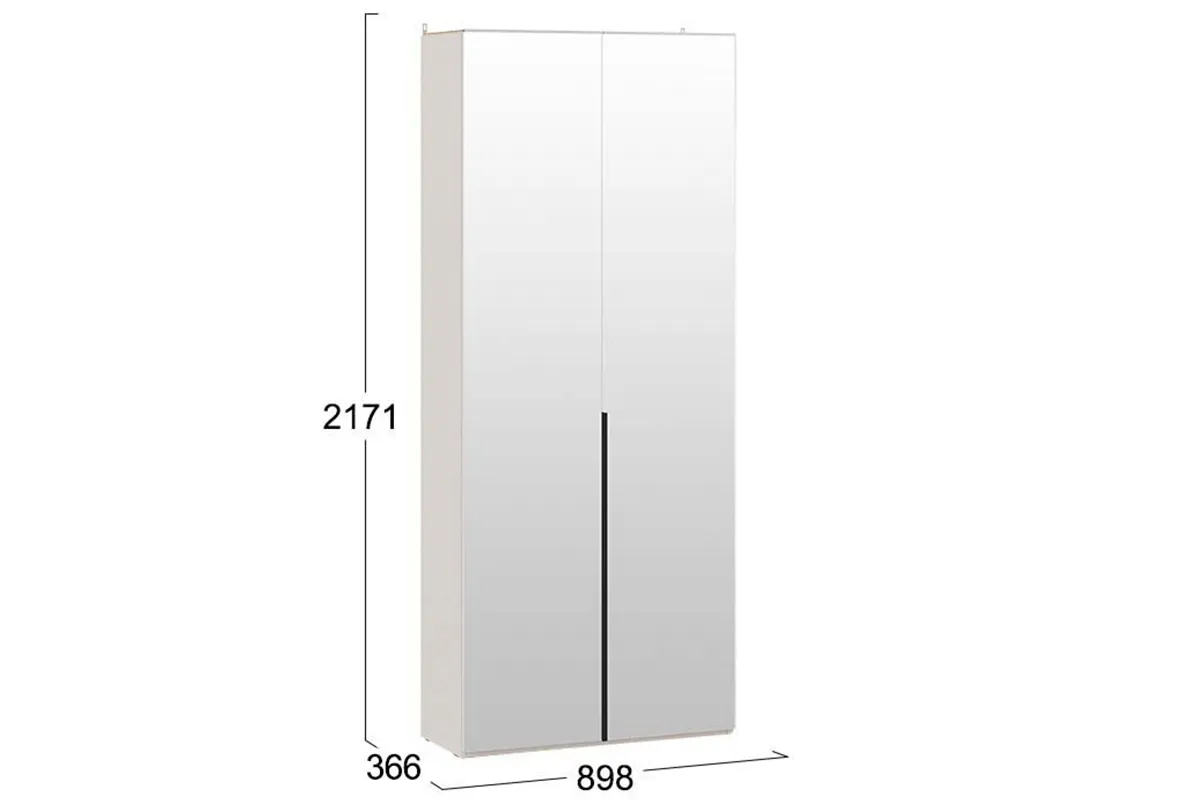 Шкаф для одежды Порто СМ-393.07.224 (366) с 2 зеркальными дверями (Кашемир матовый / Кашемир матовый) в мебель-центре Озерцо