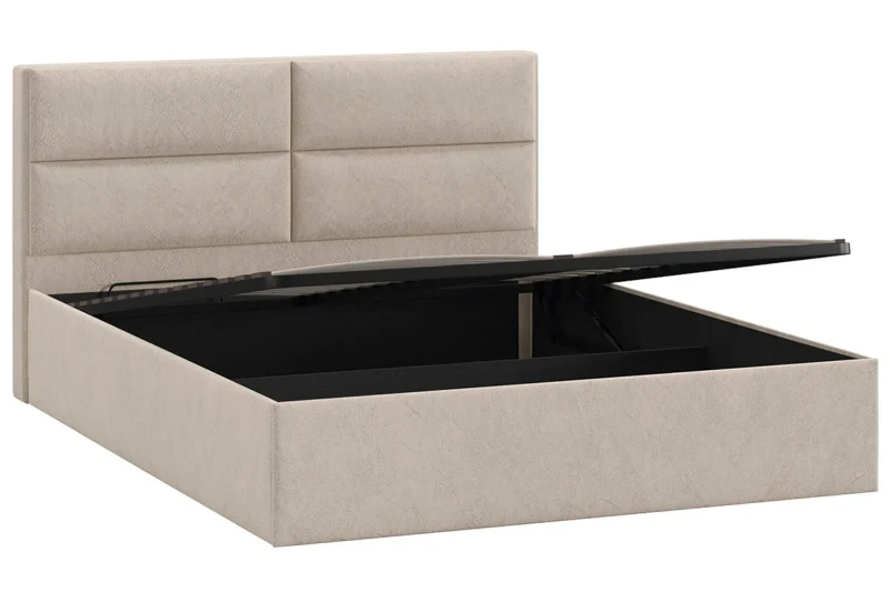 Кровать универсальная Глосс с ПМ Тип 1 без заглушины 160х200 (Микровелюр/Wellmart Dark Beige) - купить в Озерце