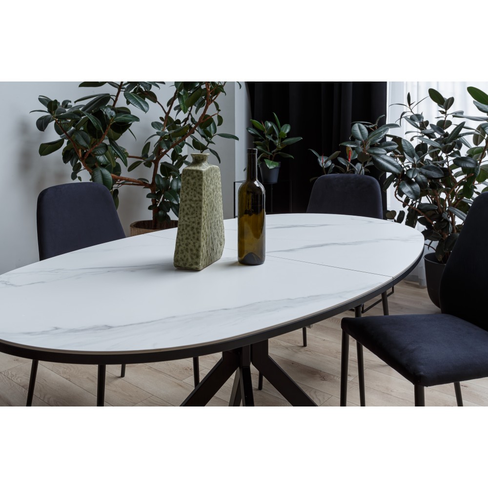 Стол ОТТАВА-2 89х150/195 керамика бел.мрамор/черный - купить в Озерце