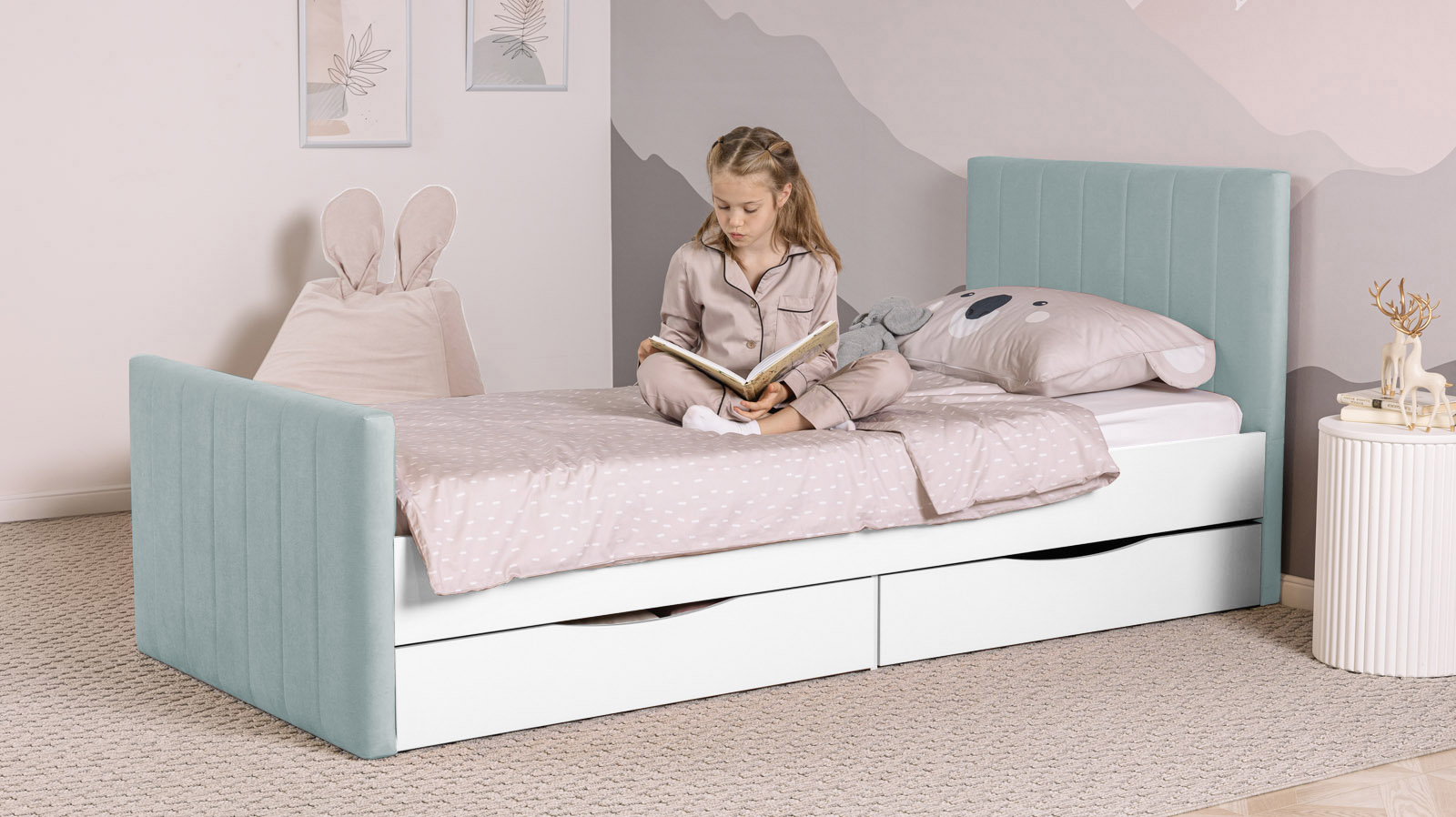 Кровать подростковая Olly, цвет: Белый базовый, Тк. Casanova Sky 80x160 — Мебель-центр Озерцо