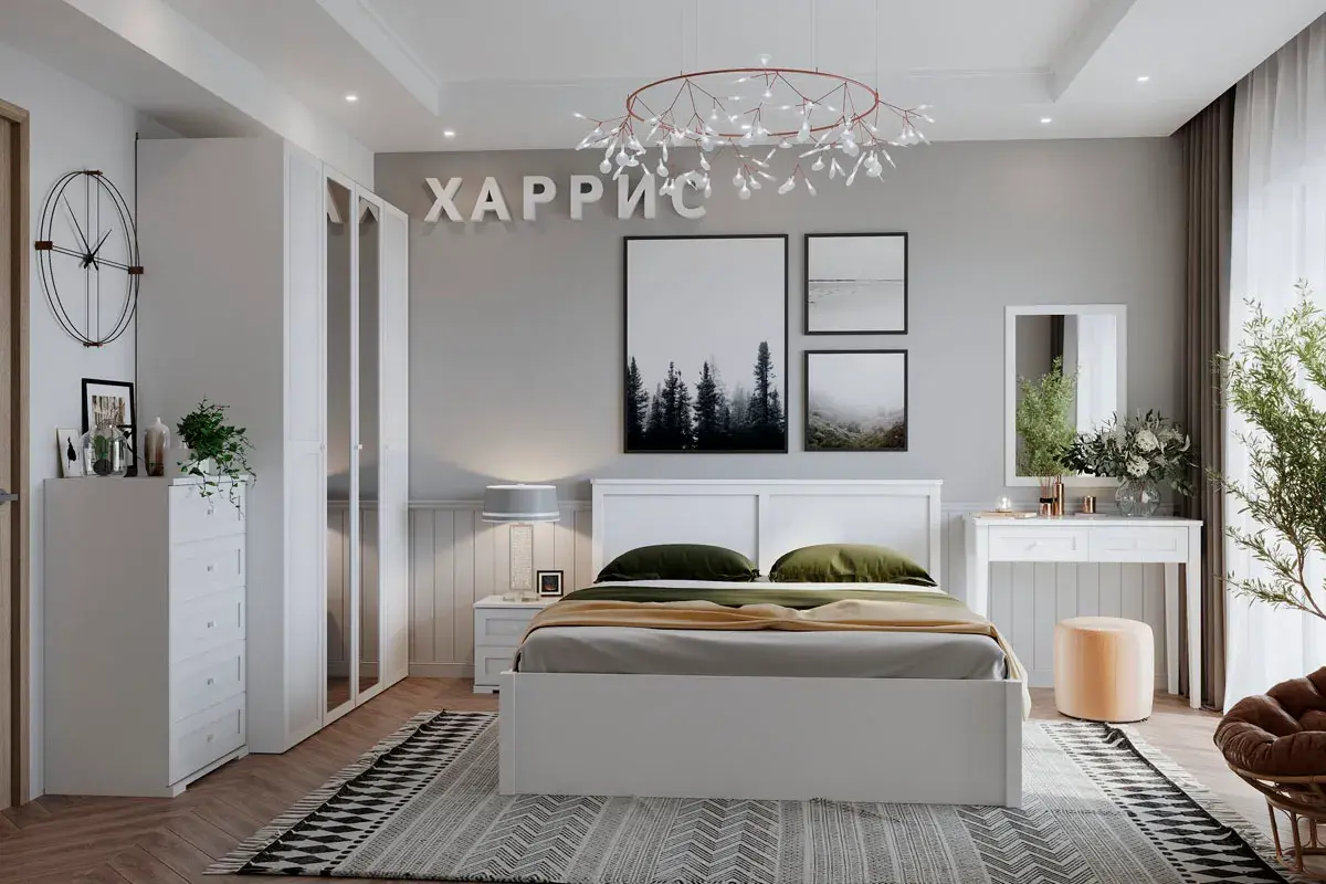 Кровать Харрис 43.2  с ПМ 140х200 (Белый) - купить в Озерце