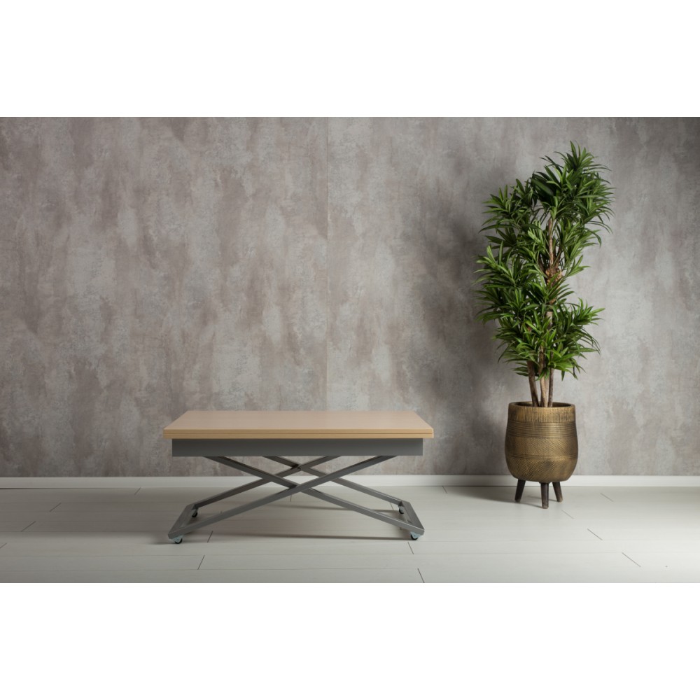 Стол-трансформер Apollo выбеленный дуб/серебро подстолье - купить в Озерце