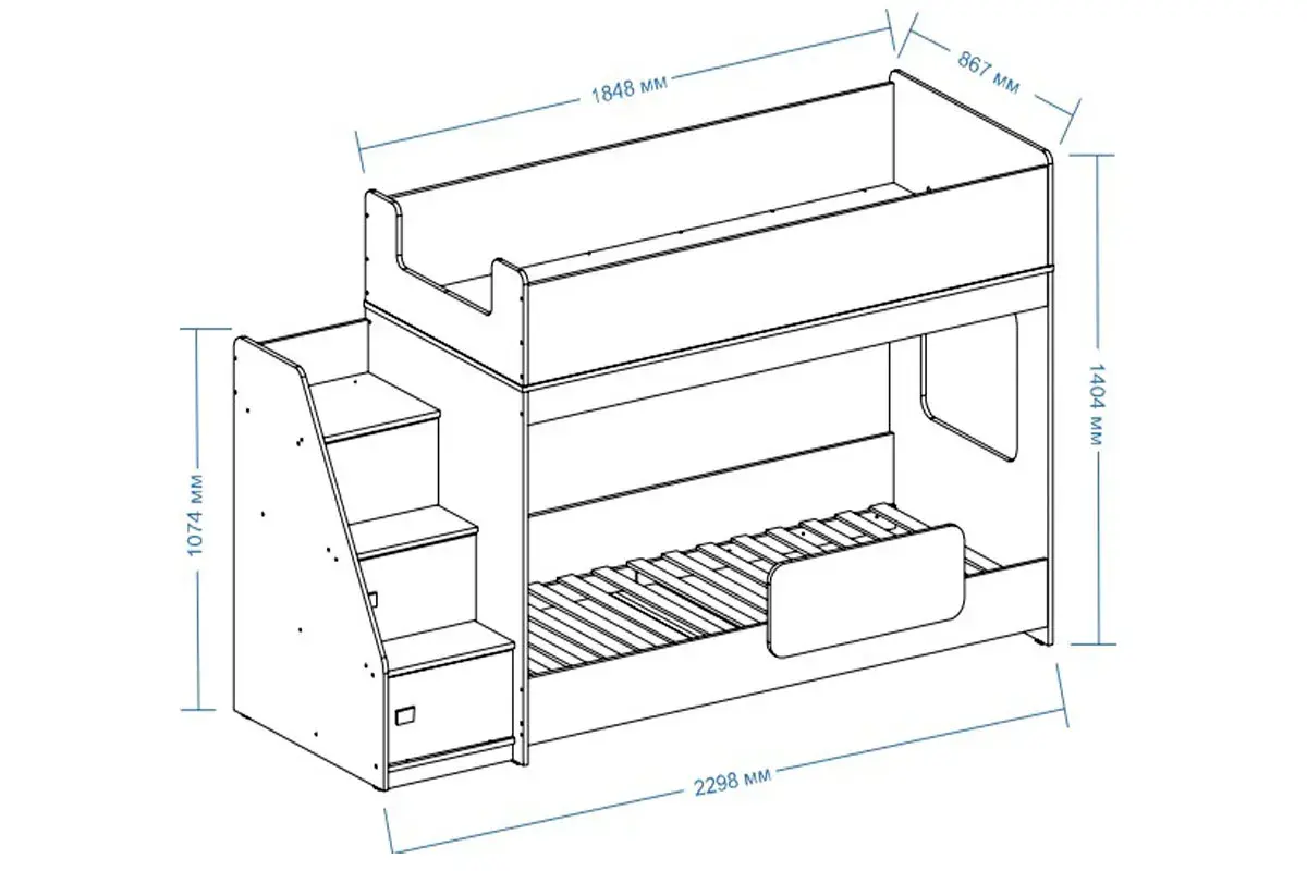 Кровать 2-х ярусная Тёма-2 (Белый) - купить в Озерце