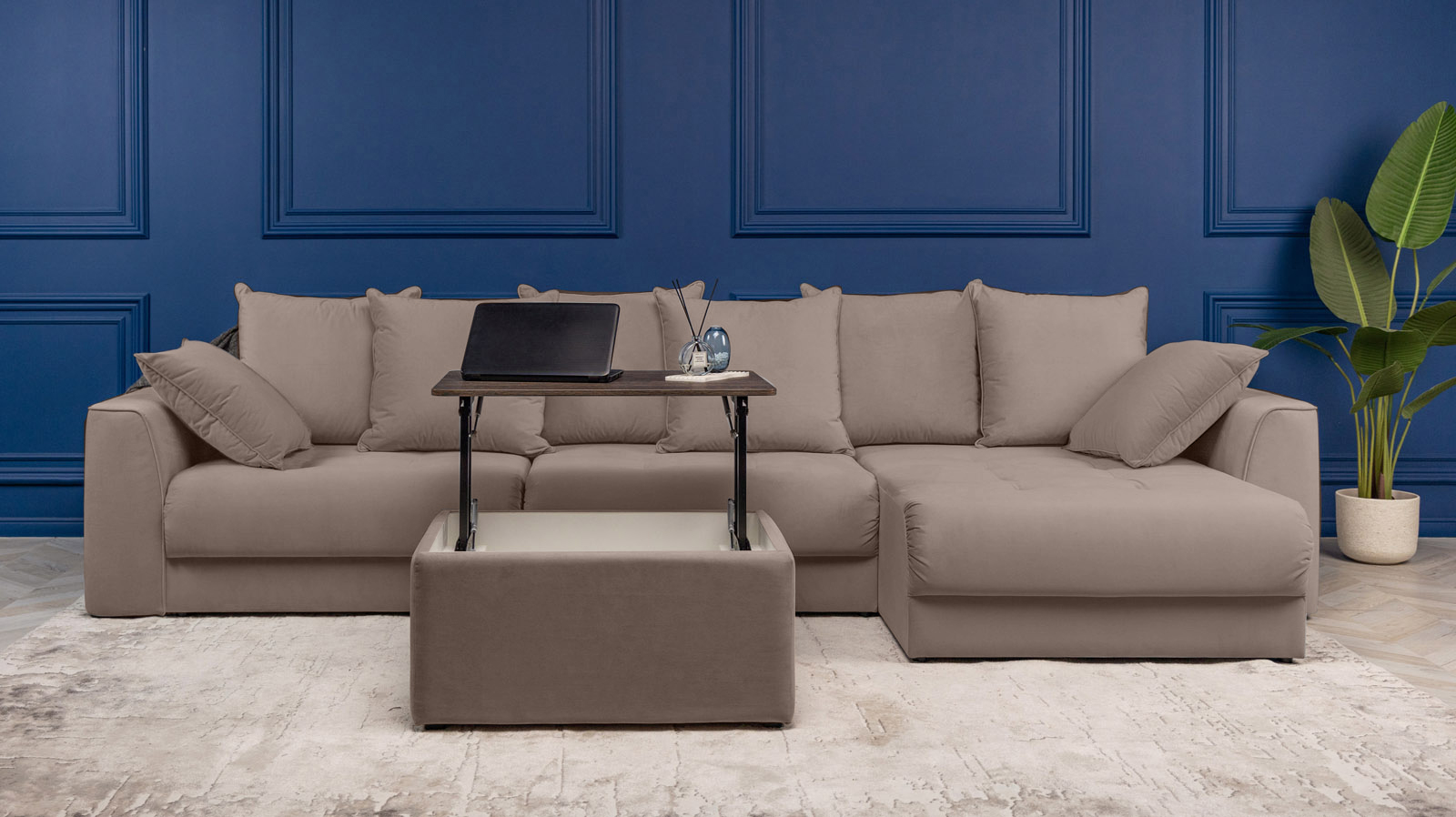 Диван угловой Monako New, Тк. Sky Velvet 17 156x356 — купить в Озерце