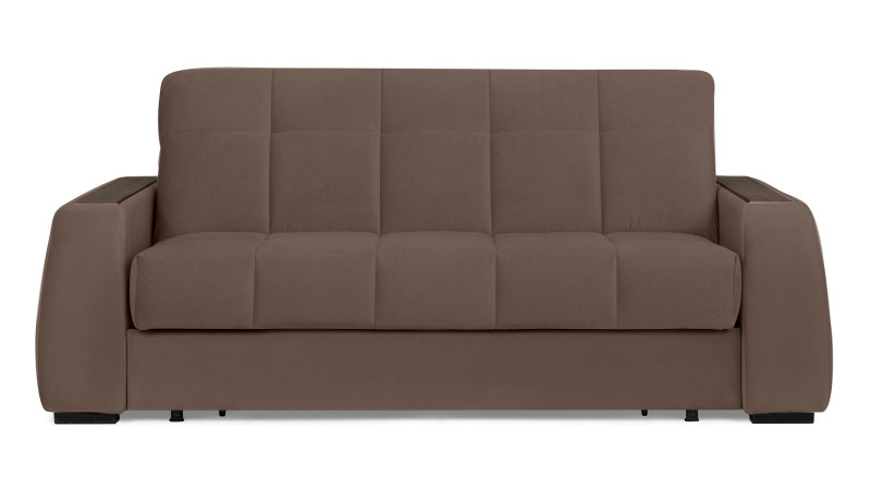 Диван - кровать Domo Pro с накладкой цвета венге, стежка квадрат, ткань Casanova Chocolate 140x216 — в мебель-центре Озерцо
