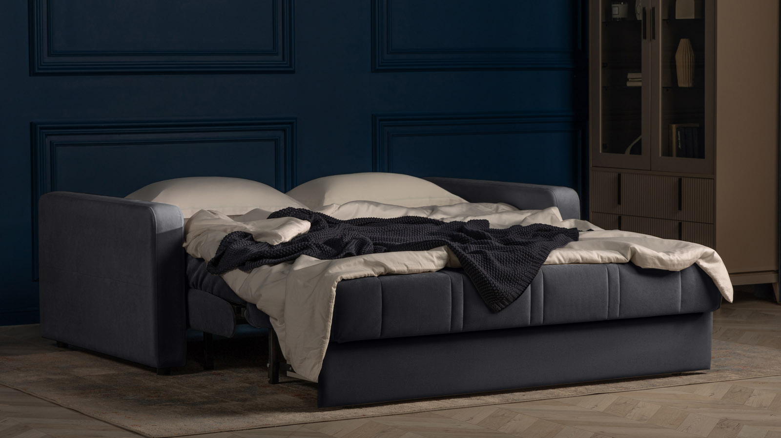 Диван - кровать Domo Pro стежка ромб, ткань Sky Velvet 38 140x216 — купить в Озерце