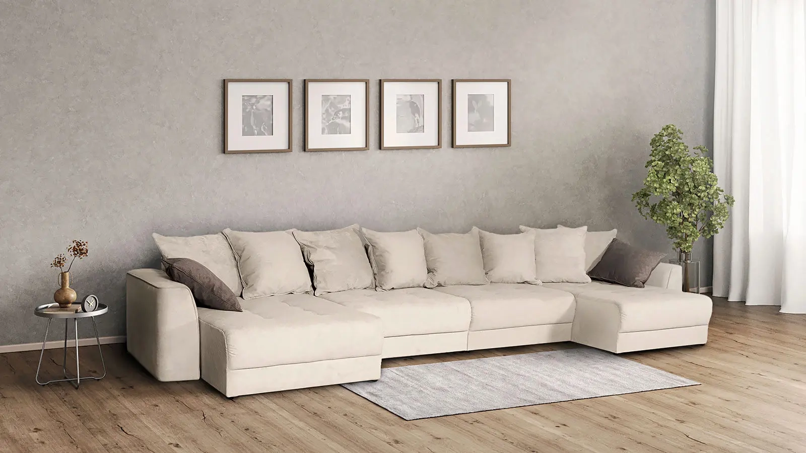 Диван Monako New Happy 102 + Happy 233 П-образный с коробом для белья 157x455 — купить в Озерце