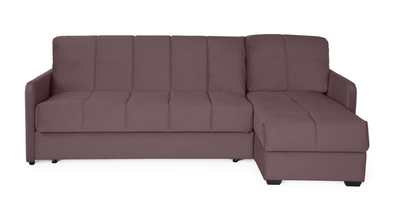 Диван угловой Domo Pro с узкими подлокотниками, стежка квадрат, ткань Casanova Lilac 140x216 — купить в Озерце