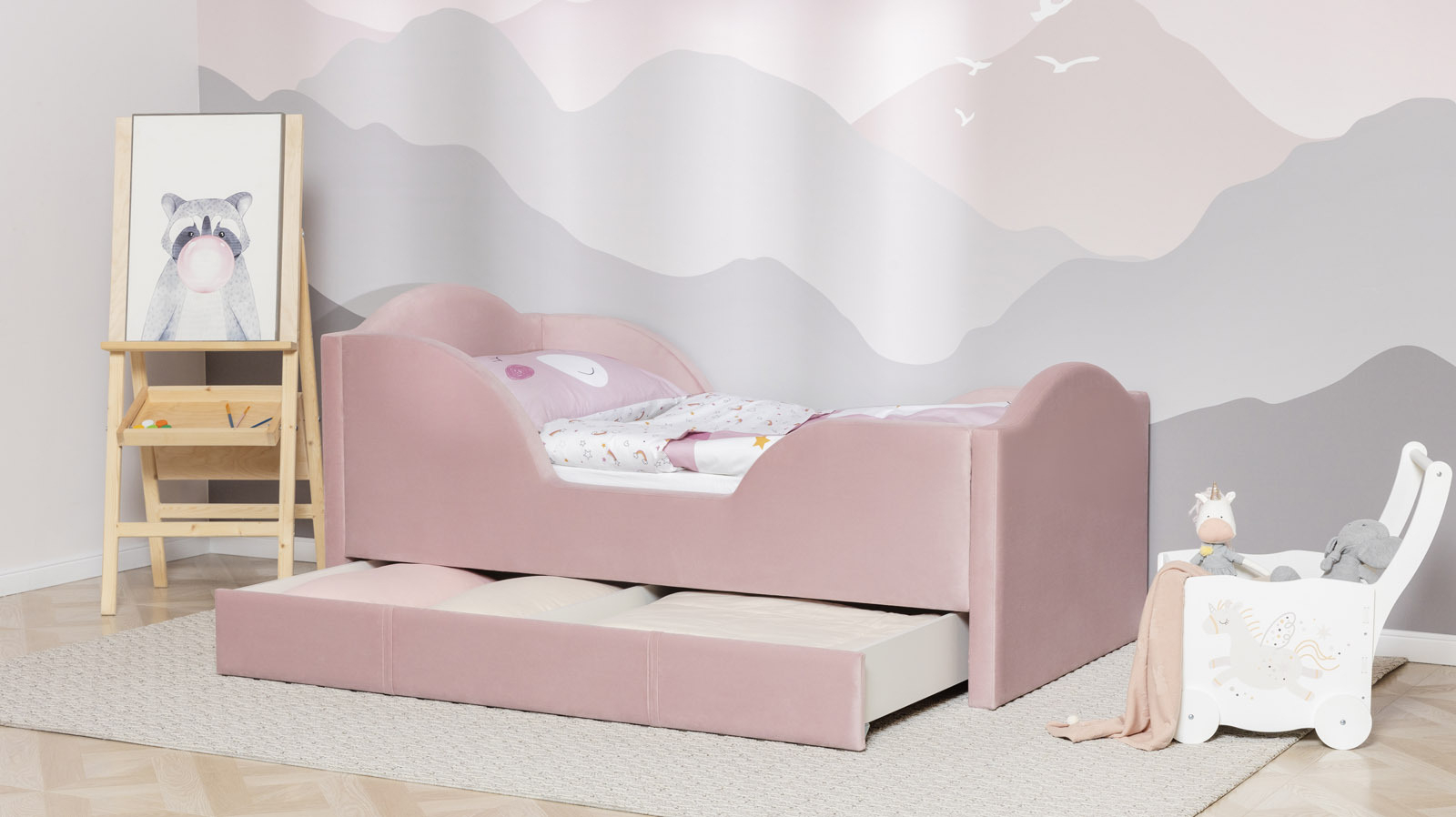 Детская кровать Shell, Тк. Sky Velvet 01 90x180 — Мебель-центр Озерцо