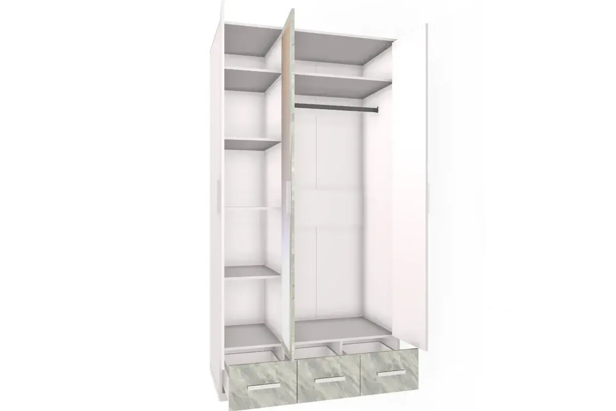 Шкаф для одежды и белья Айрис 444 (Белый/Статуарио) в мебель-центре Озерцо