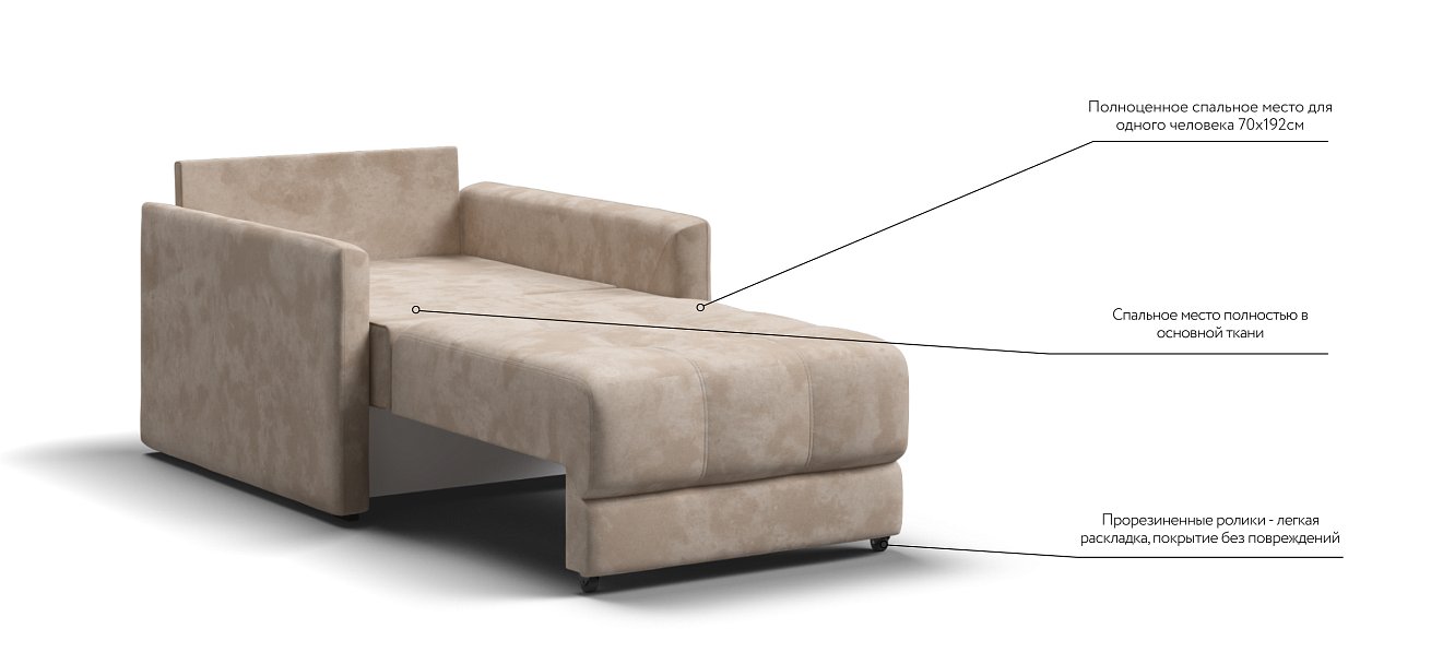 Босс Лофт кресло-кровать Велюр Алькантара пепел — купить в Озерце