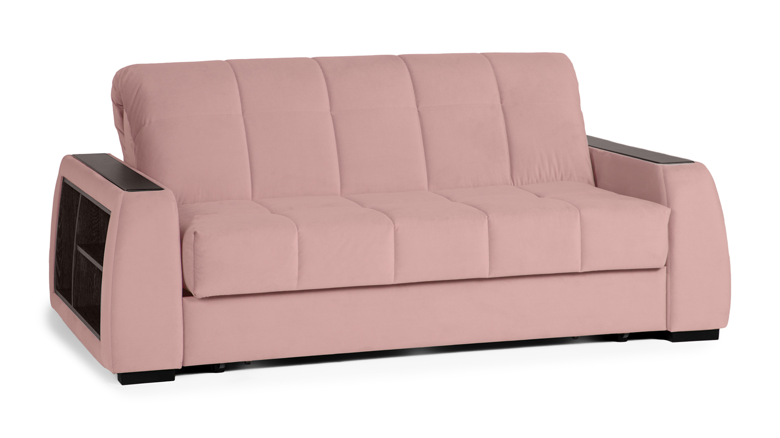 Диван - кровать Domo Pro с полками цвета венге, стежка квадрат, ткань Sky Velvet 01 180x216 — в мебель-центре Озерцо