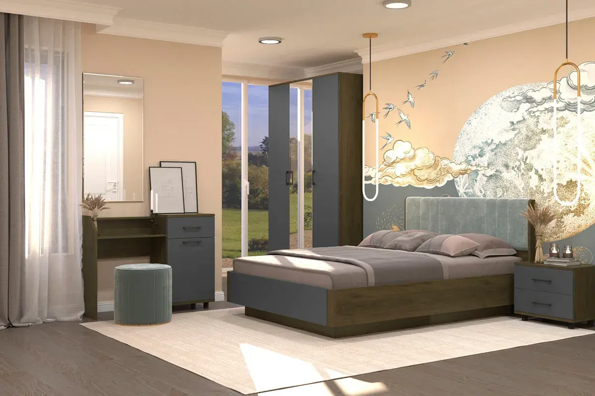 Шкаф для одежды и белья ШК-5001-ГТ-АМ (Гикори Джексон Темный/Антрацит Матовый) в мебель-центре Озерцо