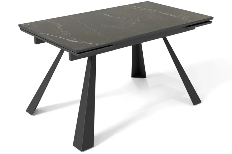 Стол обеденный Стоун 1400(2000) (ст. №2/Керамика 9806053/МДФ Черный Кварц/Металл Черный) - купить в Озерце