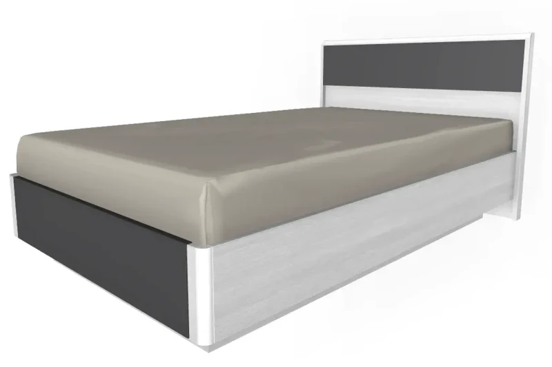 Кровать КР-4001 120х200 (Снежный Ясень/Антрацит матовый) - купить в Озерце