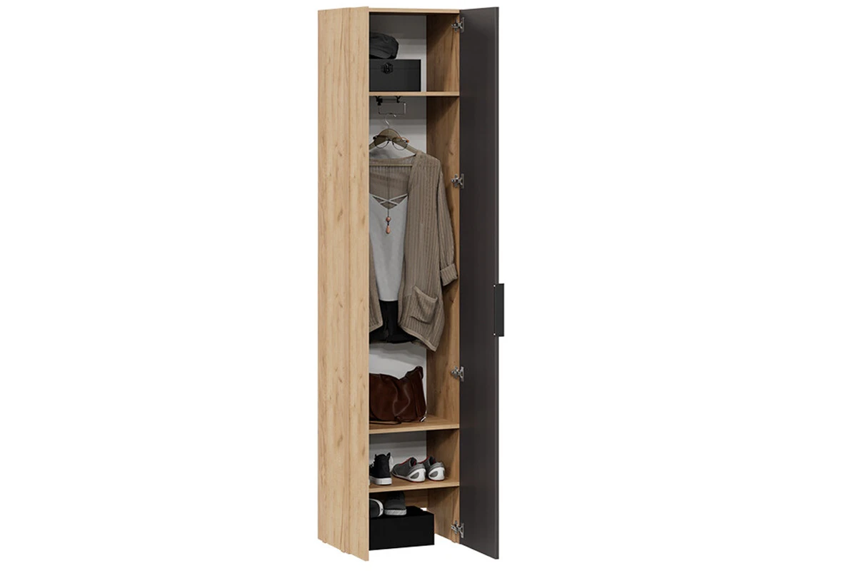 Шкаф комбинированный Асти НМ для прихожей (Дуб крафт золотой/Антрацит) в мебель-центре Озерцо