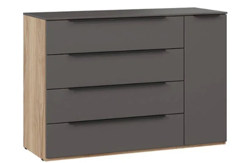 Комод комбинированный Порто ТД-393.04.02 (Яблоня Беллуно/Графит софт) — Мебель-центр Озерцо