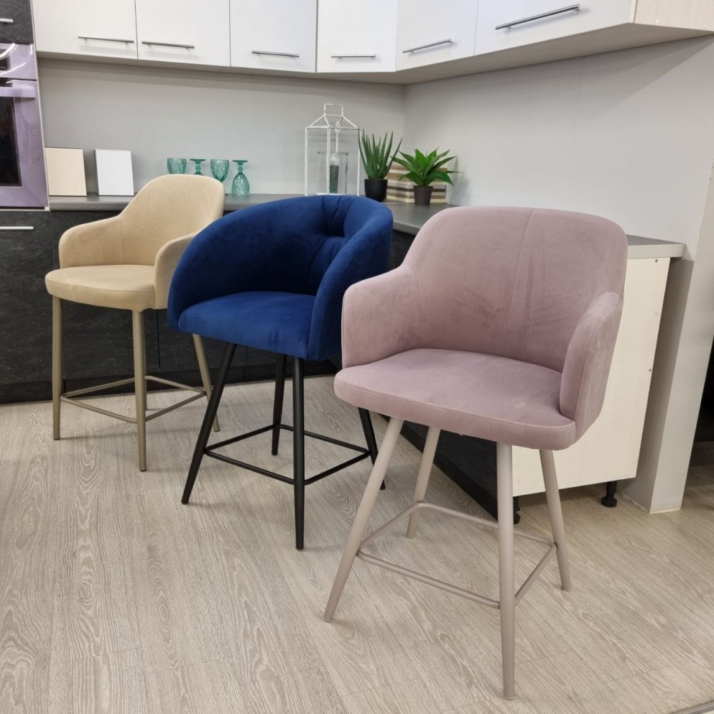 Стул полубарный КРИСТИНА Th/AL поворотный муар черный/3VELU26 - купить в Озерце