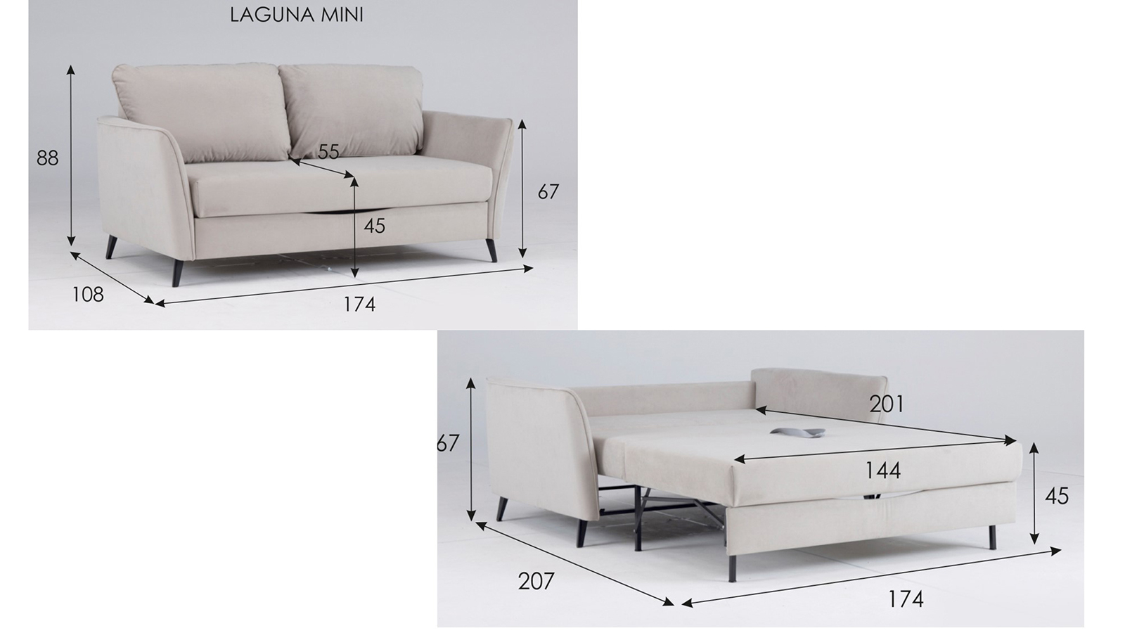 Диван Laguna Mini, ткань Casanova Chocolate 108x174 — купить в Озерце