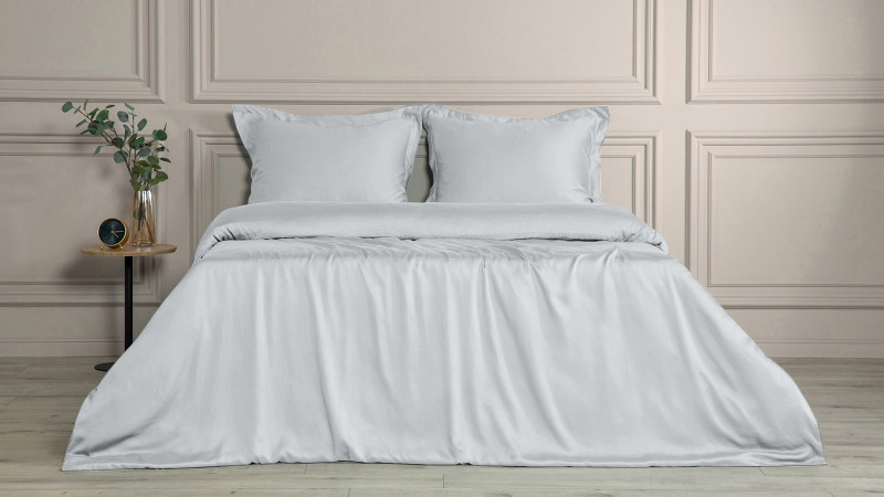 Постельное белье Comfort Solid Tencel, цвет: Серебристый иней (евро) 200x220, без простыни в мебель-центре Озерцо