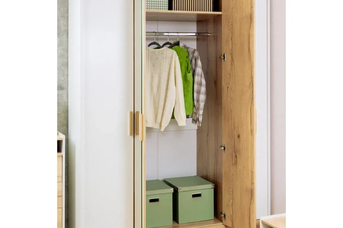 Айрис 555 Шкаф для одежды и белья (Белый/Дуб золотистый) в мебель-центре Озерцо