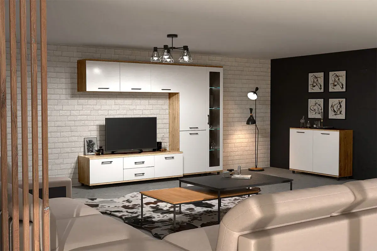 Антресоль АН-5038-ГС-БГ (Гикори Джексон Светлый/Белый Бриллиант Глянцевый) в мебель-центре Озерцо