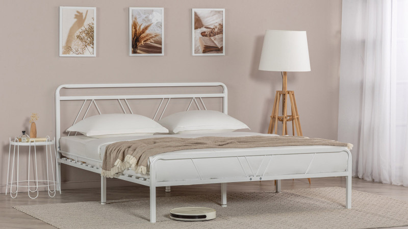 Кровать Cassis, цвет белый + матрас COMFORT PLUS 180x200 - купить в Озерце