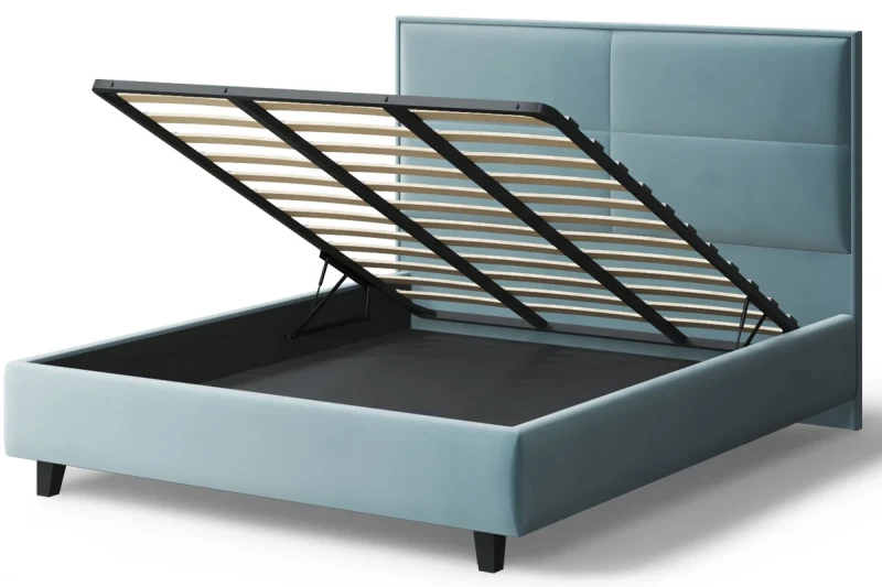 Кровать на опоре Скай с ПМ и бельев. ящ. 180х200 (Нео 22/Бирюза) - купить в Озерце