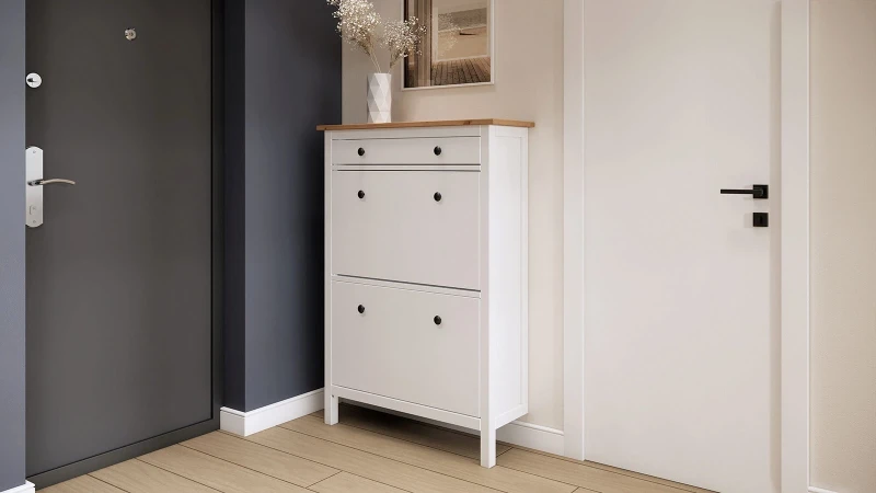 Тумба для обуви Terek, цвет белый+светло-коричневый 31x89 — купить в Озерце