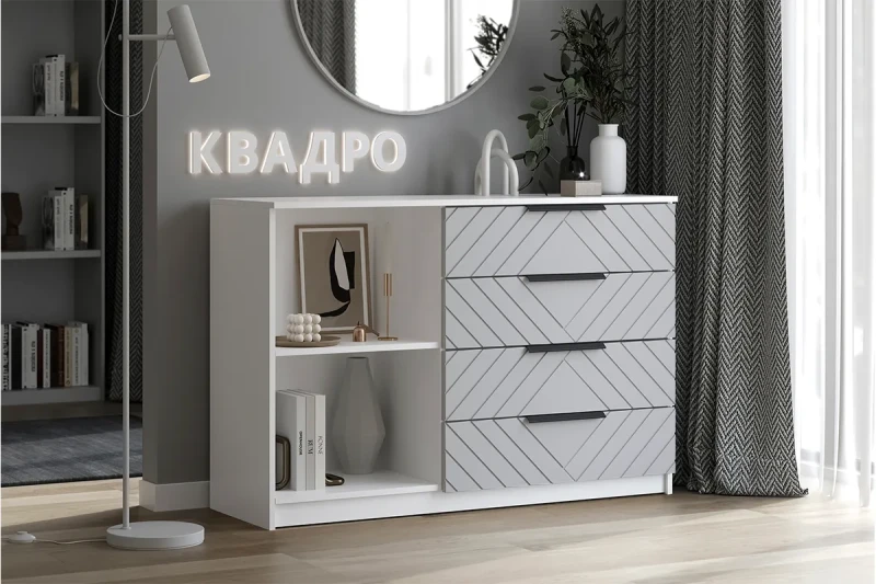 Комод Квадро №1250.6 (Белый / Мартини) — Мебель-центр Озерцо