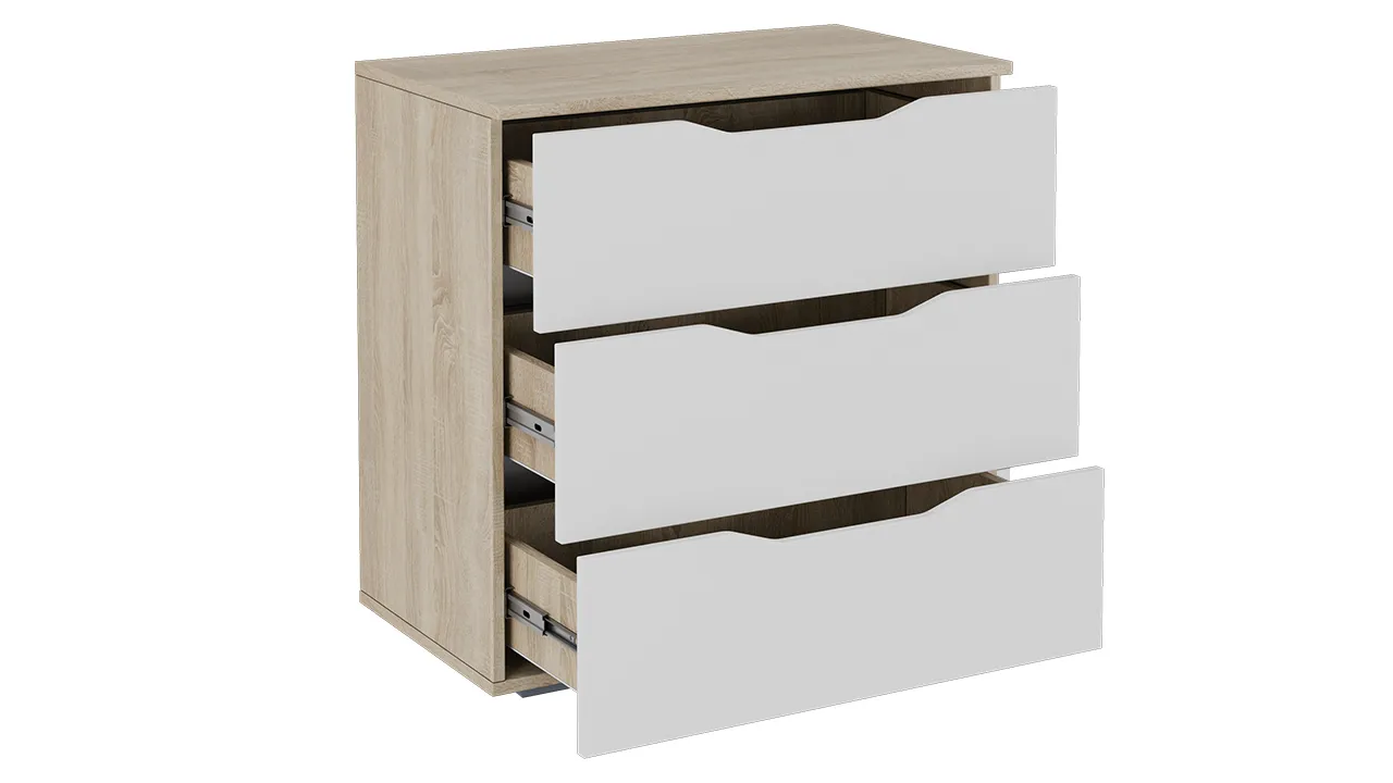 Комод тип 3 (Дуб Сонома/Белый Ясень) — Мебель-центр Озерцо
